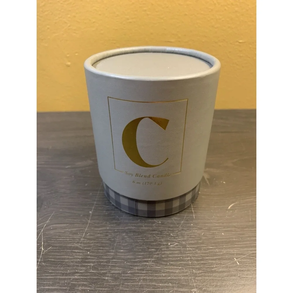 Modern Expressions Monogram Letter C Soy Scented Fresh Candle Gray‎ Gingham